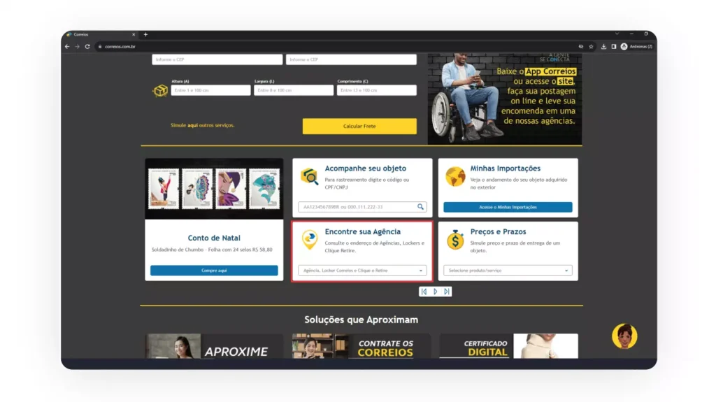 site dos Correios