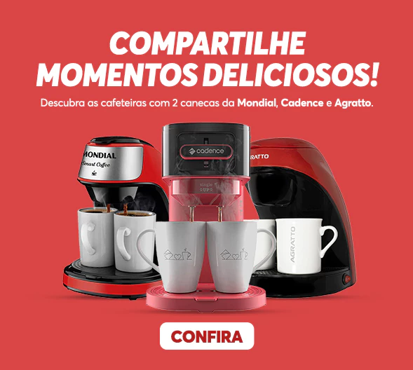 Modelo de cafeteira 2 canecas perfeita para casais ou uso compartilhado