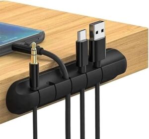 Organizador de cabos multifuncional em silicone com compartimentos para fios e acessórios