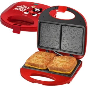 Sanduicheira Grill Disney Mallory com chapas antiaderentes e estampa do Mickey